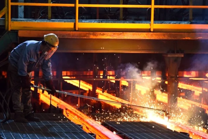 Molten steel in a furnace