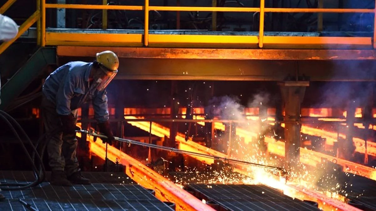 Molten steel in a furnace