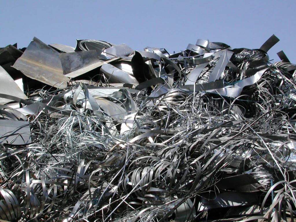 Shredded metal scrap for recycling