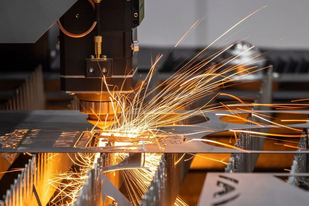 Sparks from metal cutting